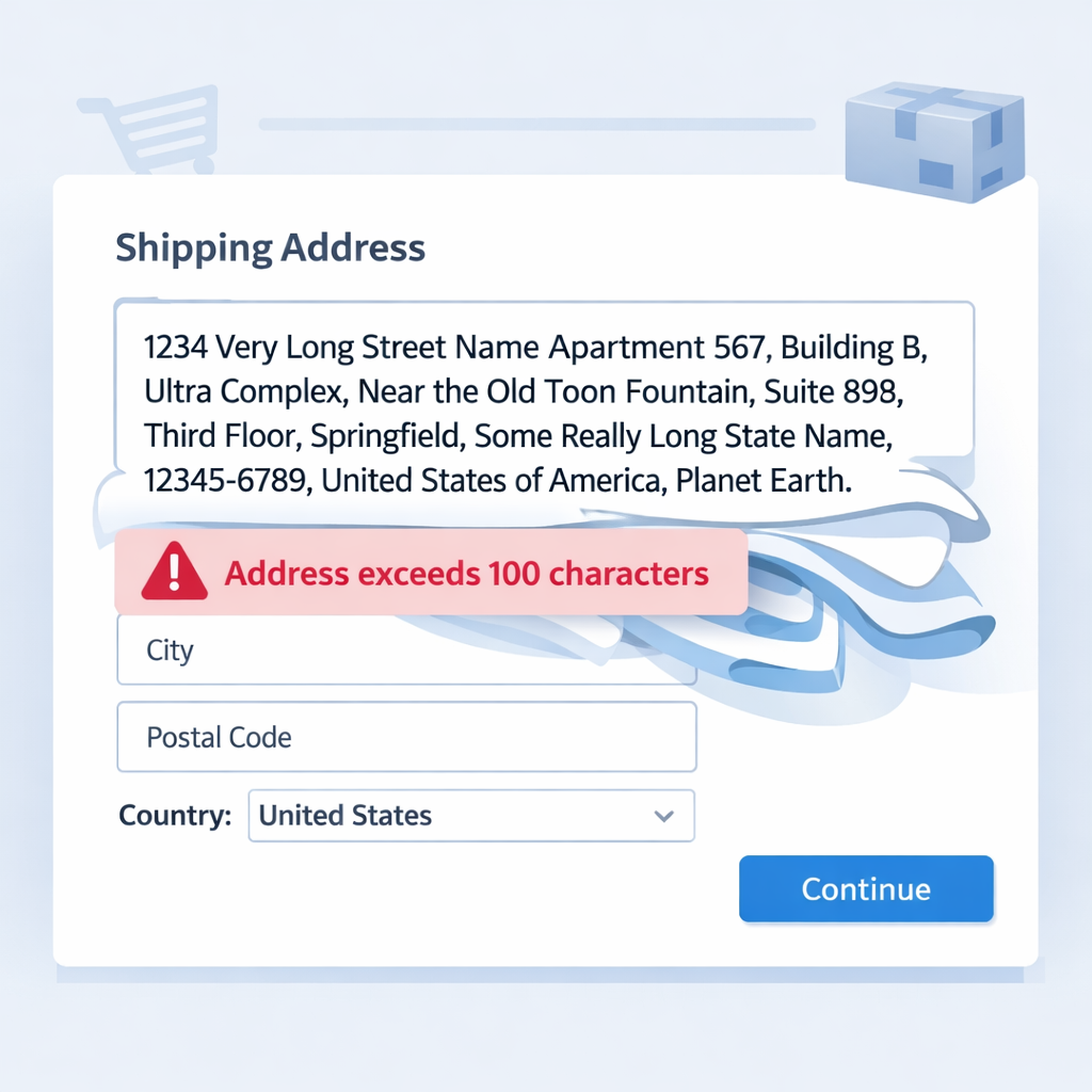 ZohoCRM to ZohoBooks: Please ensure that the shipping_address has less than 100 characters.