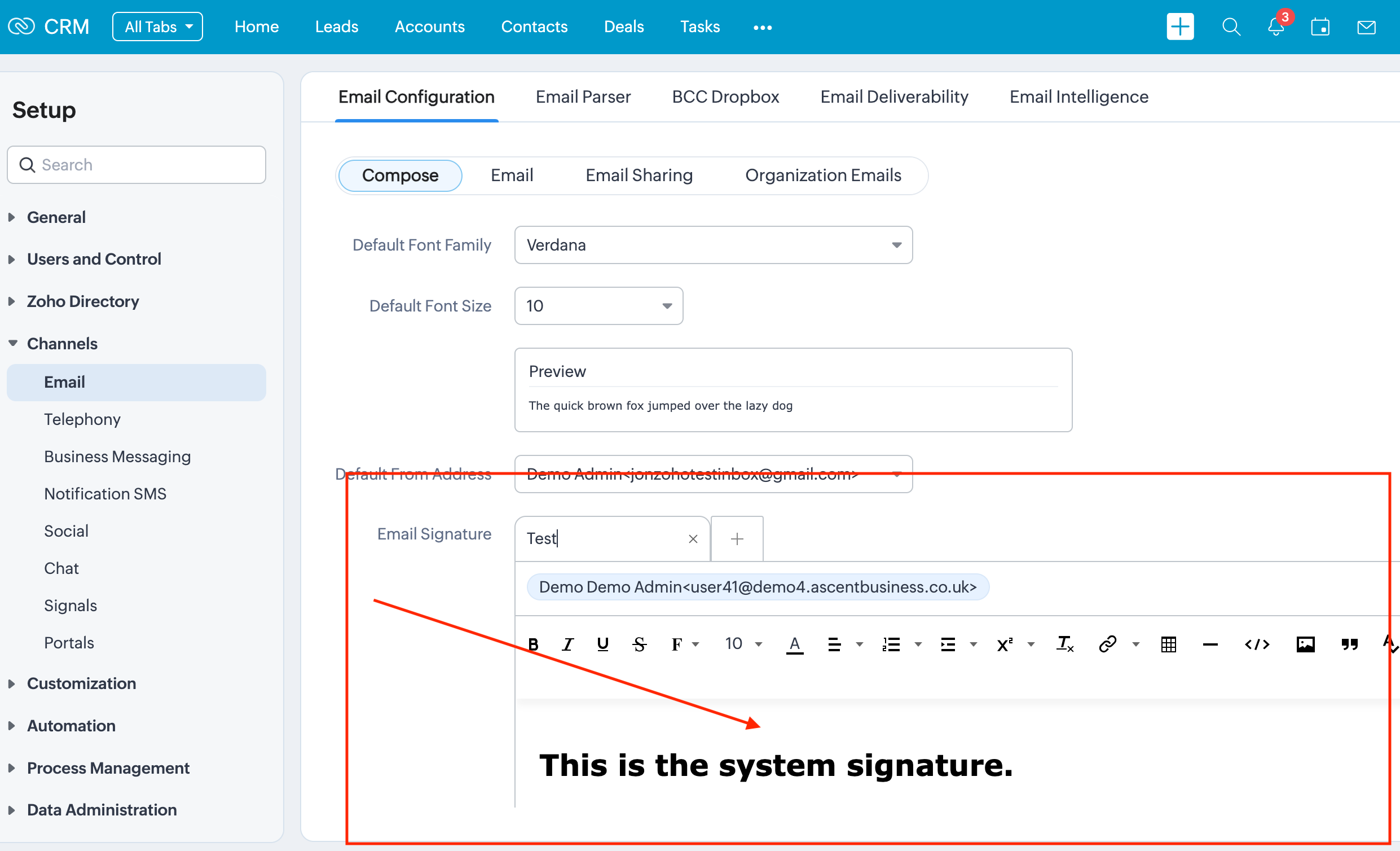 Zoho CRM - Setup / Configuration - Email Signature