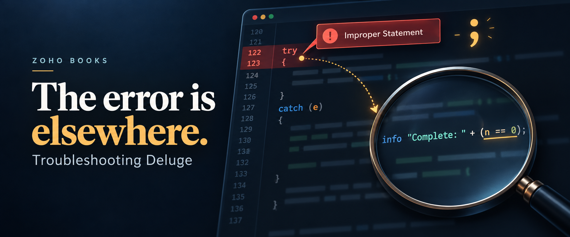 Zoho Books: Improper Statement Error might be due to missing ';'