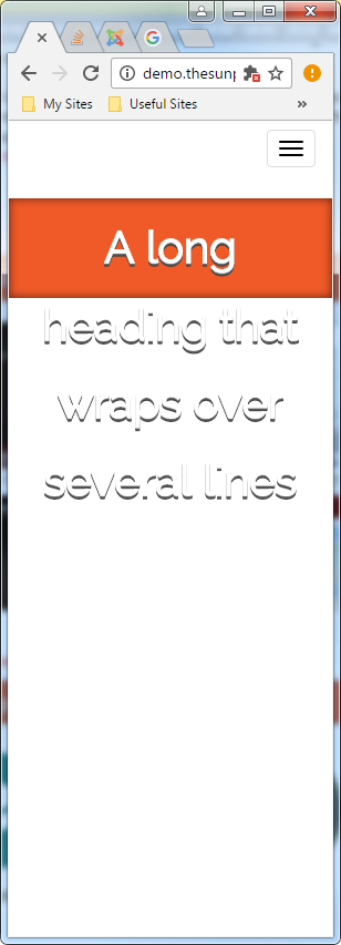 The heading in narrow width (text overlap)