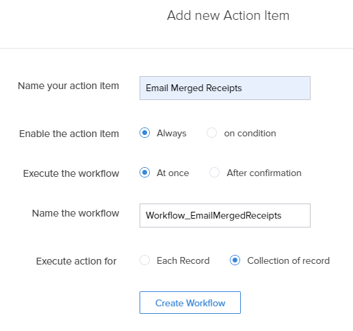 Zoho Creator - Add an action for Multiple Records